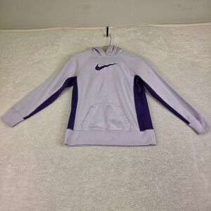 Nike Therma-FIT Kids Lavender Purple Pullover Hoodie Swoosh Sweatshirt
